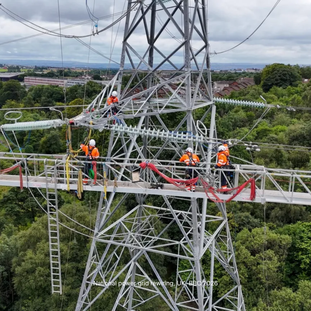 The entire UK power grid gets rewired. Instead of power being generated by coal and gas plants close to big cities, it is increasingly coming from renewable sources such as offshore wind. This leaves the massive task of getting the power from where it is generated to where it is used.