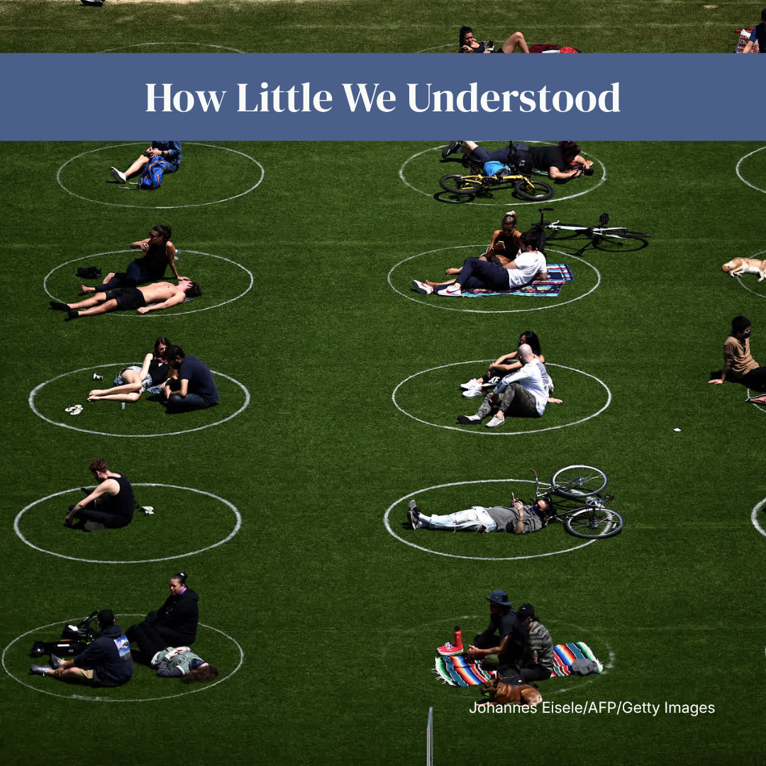 Image of socially distancing people in the park as an example of how little we sometimes understand of complex issues